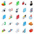 Database cloud icons set, isometric style Royalty Free Stock Photo