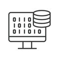 Database coding, icon in line design. Database, coding, programming, data, structure, SQL, query on white background
