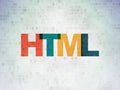 Database concept: Html on Digital Data Paper background Royalty Free Stock Photo