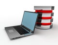 Database Concept with Laptops . 3d rendered illustration Royalty Free Stock Photo