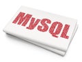 Database concept: MySQL on Blank Newspaper background