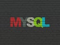 Database concept: MySQL on wall background