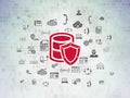 Database concept: Database With Shield on Digital Data Paper background Royalty Free Stock Photo
