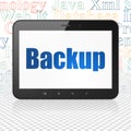 Database concept: Tablet Computer with Backup on display Royalty Free Stock Photo