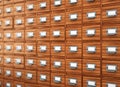 Database concept. vintage cabinet. library card or file catalog. Royalty Free Stock Photo