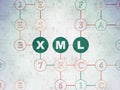 Database concept: Xml on Digital Data Paper background Royalty Free Stock Photo