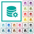 Database configuration flat color icons with quadrant frames Royalty Free Stock Photo