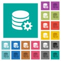 Database configuration square flat multi colored icons Royalty Free Stock Photo