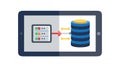 Database Connection & Management on Tablet, vector design Generative AI Royalty Free Stock Photo