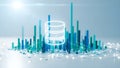 Database Data Analytics Network. Futuristic Technology Big Data Concept. Digital Server Storage Blue Background. Royalty Free Stock Photo