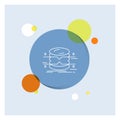 database, data, architecture, infographics, monitoring White Line Icon colorful Circle Background Royalty Free Stock Photo