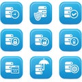 Database,Data center, and Data storage icons,blue version