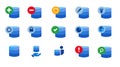 Database data center technology icon set collection blue isolated Royalty Free Stock Photo