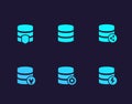 Database, data storage vector icons set Royalty Free Stock Photo