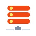 Database data vector icon technology information internet storage. Network server database web icon illustration center base.