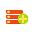 Database data vector icon technology information internet storage. Network server database web icon illustration center base.