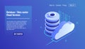 Database and datacenter icon, cloud services concept, file backup and saving, copy file structure isometric vector