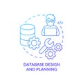 Database design and planning blue gradient concept icon