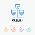 database, distributed, connection, network, computer 5 Color Line Web Icon Template isolated on white. Vector illustration Royalty Free Stock Photo