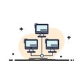 database, distributed, connection, network, computer Flat Color Icon Vector