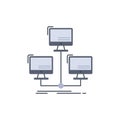 database, distributed, connection, network, computer Flat Color Icon Vector