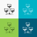 database, distributed, connection, network, computer Icon Over Various Background. glyph style design, designed for web and app. Royalty Free Stock Photo