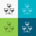 database, distributed, connection, network, computer Icon Over Various Background. glyph style design, designed for web and app.