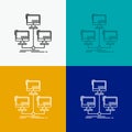 database, distributed, connection, network, computer Icon Over Various Background. Line style design, designed for web and app. Royalty Free Stock Photo