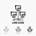 database, distributed, connection, network, computer Icon in Thin, Regular and Bold Line Style. Vector illustration Royalty Free Stock Photo