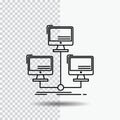 database, distributed, connection, network, computer Line Icon on Transparent Background. Black Icon Vector Illustration Royalty Free Stock Photo