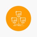 database, distributed, connection, network, computer White Line Icon in Circle background. vector icon illustration Royalty Free Stock Photo
