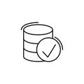 Database, done, networking icon. Simple line, outline vector elements of storage and cloud icons for ui and ux, website or mobile Royalty Free Stock Photo