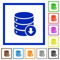 Database down flat framed icons