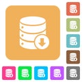 Database down rounded square flat icons