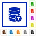 Database filter flat framed icons