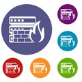 Database and firewall icons set Royalty Free Stock Photo