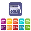 Database and firewall icons set Royalty Free Stock Photo