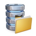 Database with folder 3D. Storage concept. 3D icon