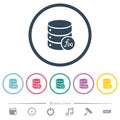 Database functions flat color icons in round outlines Royalty Free Stock Photo
