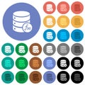 Database functions round flat multi colored icons