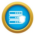 Database with gray shield icon blue vector isolated Royalty Free Stock Photo