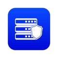 Database with gray shield icon digital blue