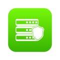 Database with gray shield icon digital green Royalty Free Stock Photo