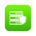 Database with gray shield icon digital green