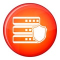 Database with gray shield icon, flat style Royalty Free Stock Photo