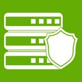 Database with gray shield icon green Royalty Free Stock Photo