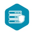 Database with gray shield icon, simple style Royalty Free Stock Photo