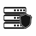 Database with gray shield icon, simple style Royalty Free Stock Photo