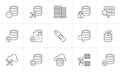 Database hand drawn outline doodle icon set.