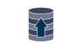 Database and hard disk storage. Upload icon vector illustration. Royalty Free Stock Photo